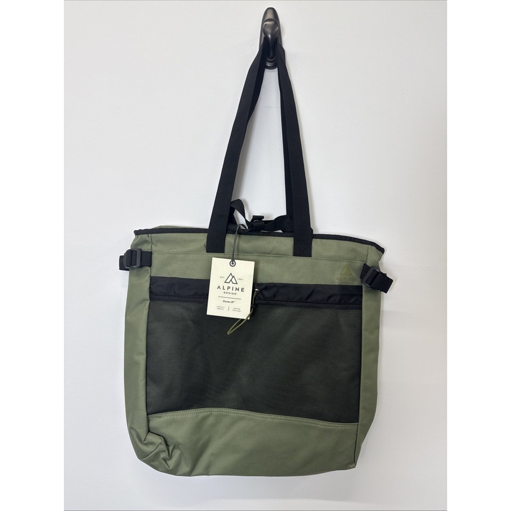 Alpine Design Convertible Utility Tote Olive Green Laptop Storage NWT 15x15x3.5"